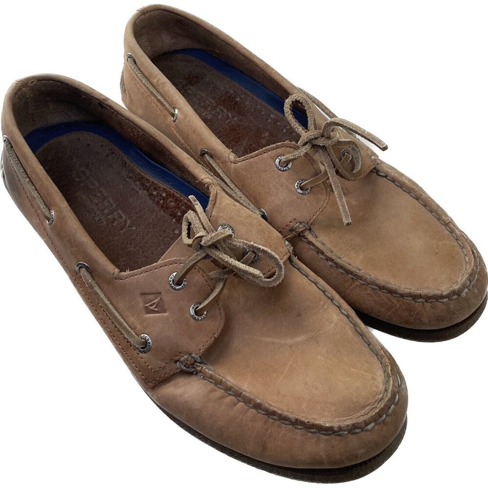 Sperry Top-Sider Men's 12 Light Brown / Tan Leather Slip-On Shoes